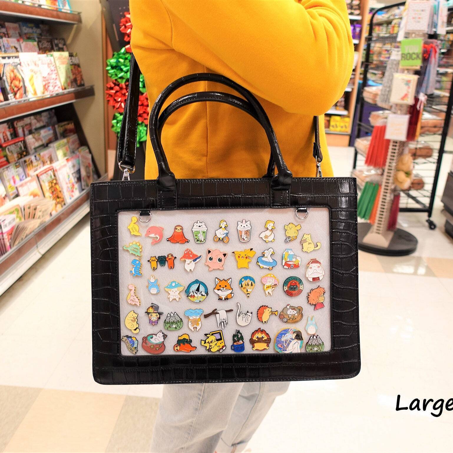 Ita Crossbody Bag with Clear Window for Pin Display Ita Crossbody Bag with Clear Window for Pin Display