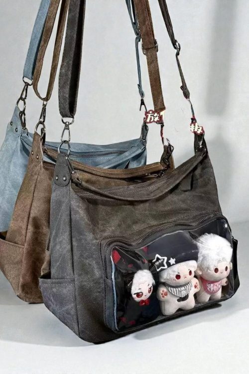 Ita Messenger Bag with Clear Window for Pin Display