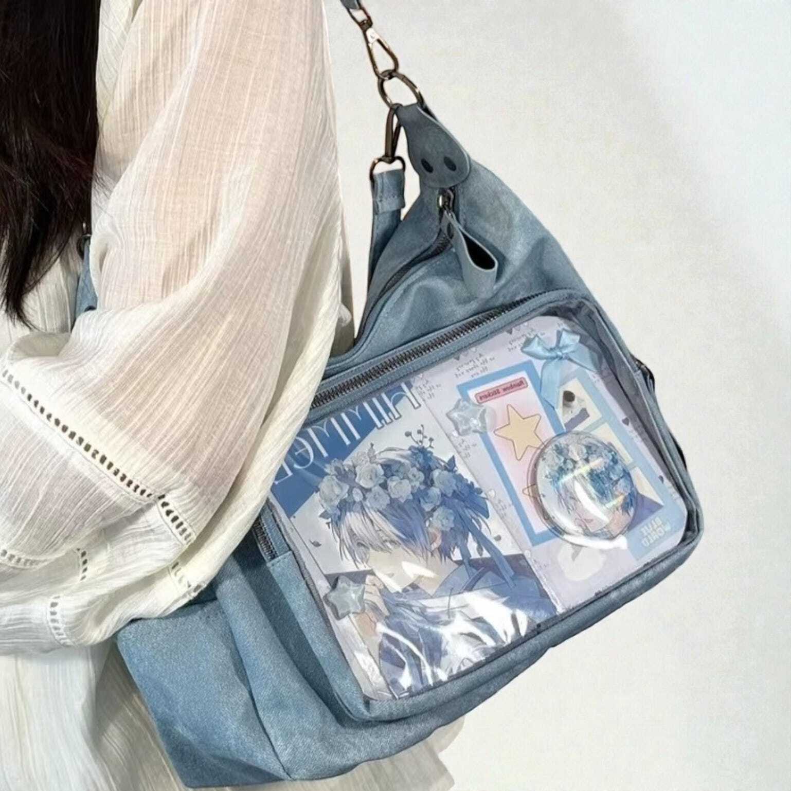 Ita Messenger Bag with Clear Window for Pin Display Ita Messenger Bag with Clear Window for Pin Display