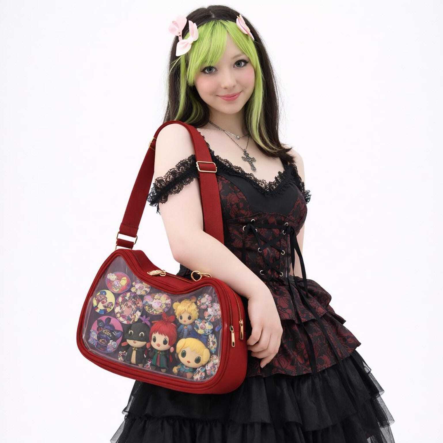 Ita Shoulder Bag with Clear Window for Pin Display Ita Shoulder Bag with Clear Window for Pin Display