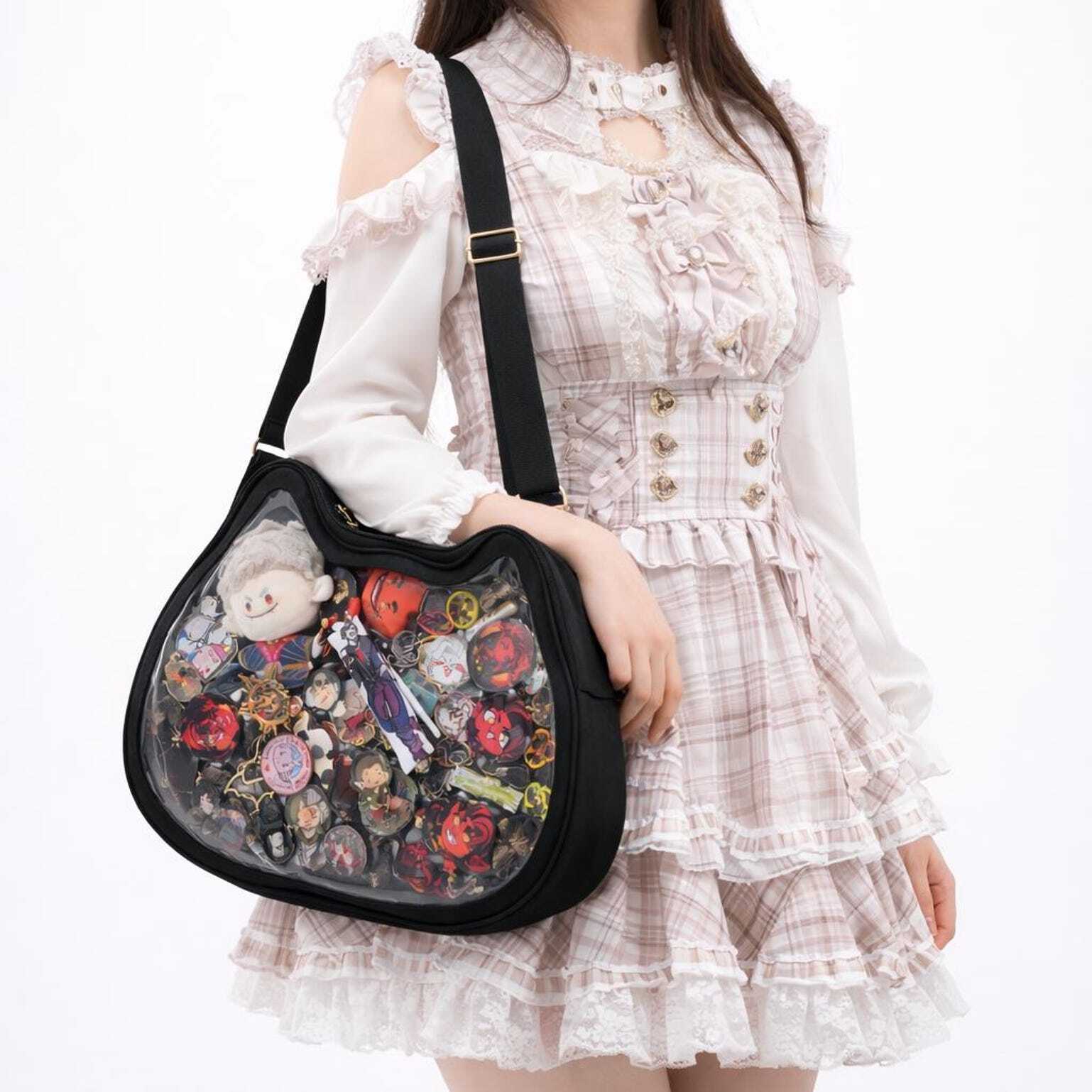 Ita Shoulder Bag with Clear Window for Pin Display Ita Shoulder Bag with Clear Window for Pin Display