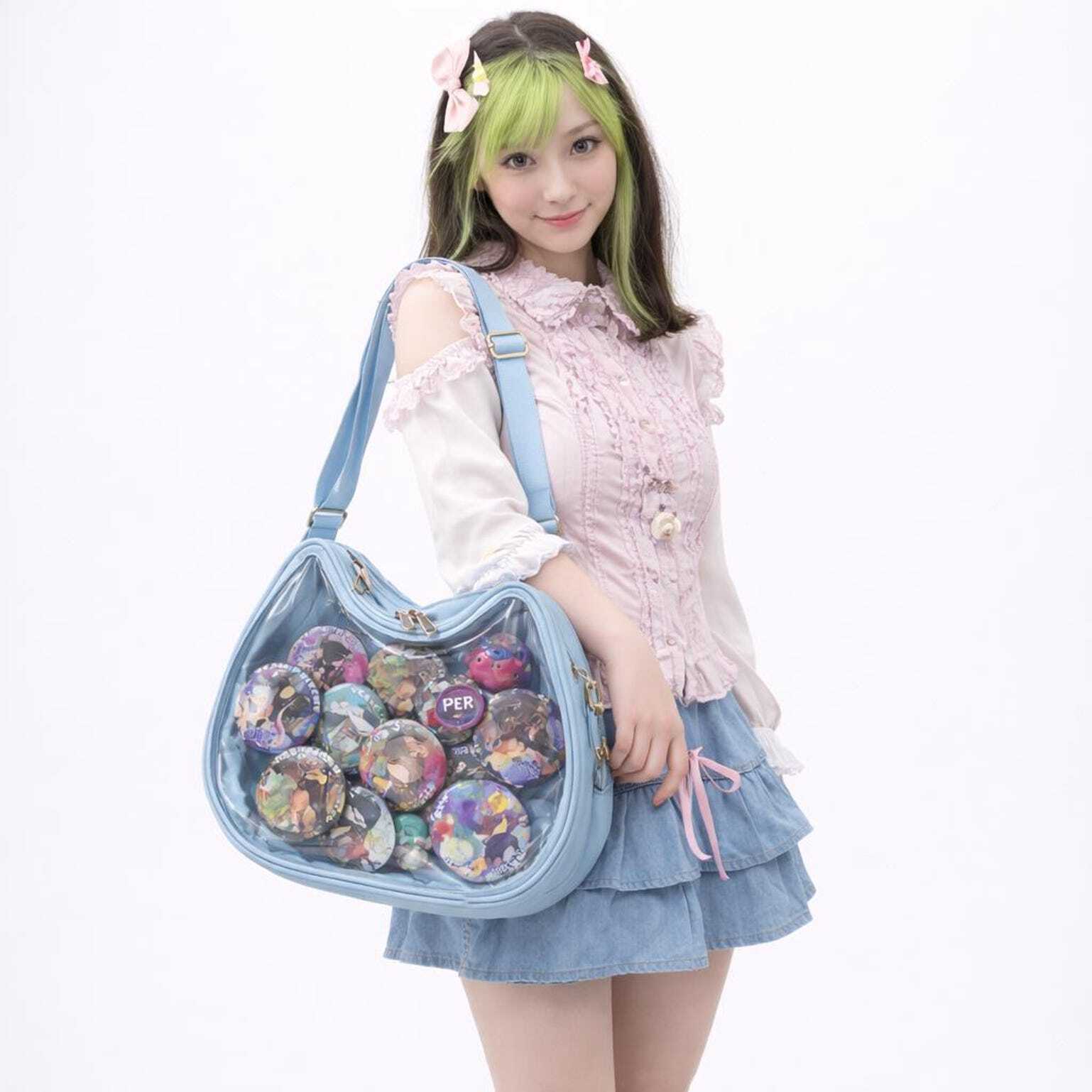 Ita Shoulder Bag with Clear Window for Pin Display Ita Shoulder Bag with Clear Window for Pin Display