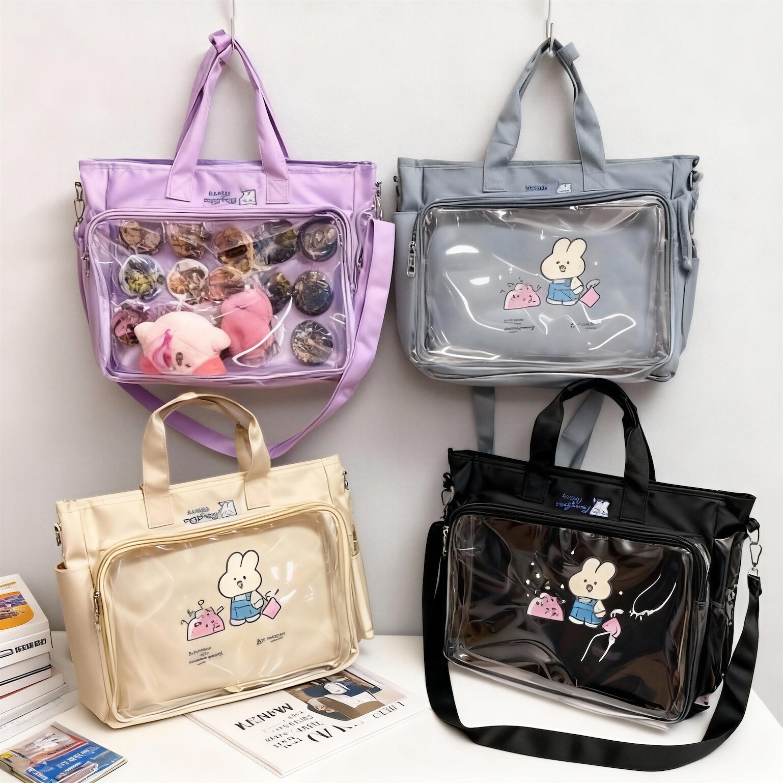 Ita Tote Bag with Clear Window for Photocards and Pins Ita Tote Bag with Clear Window for Photocards and Pins