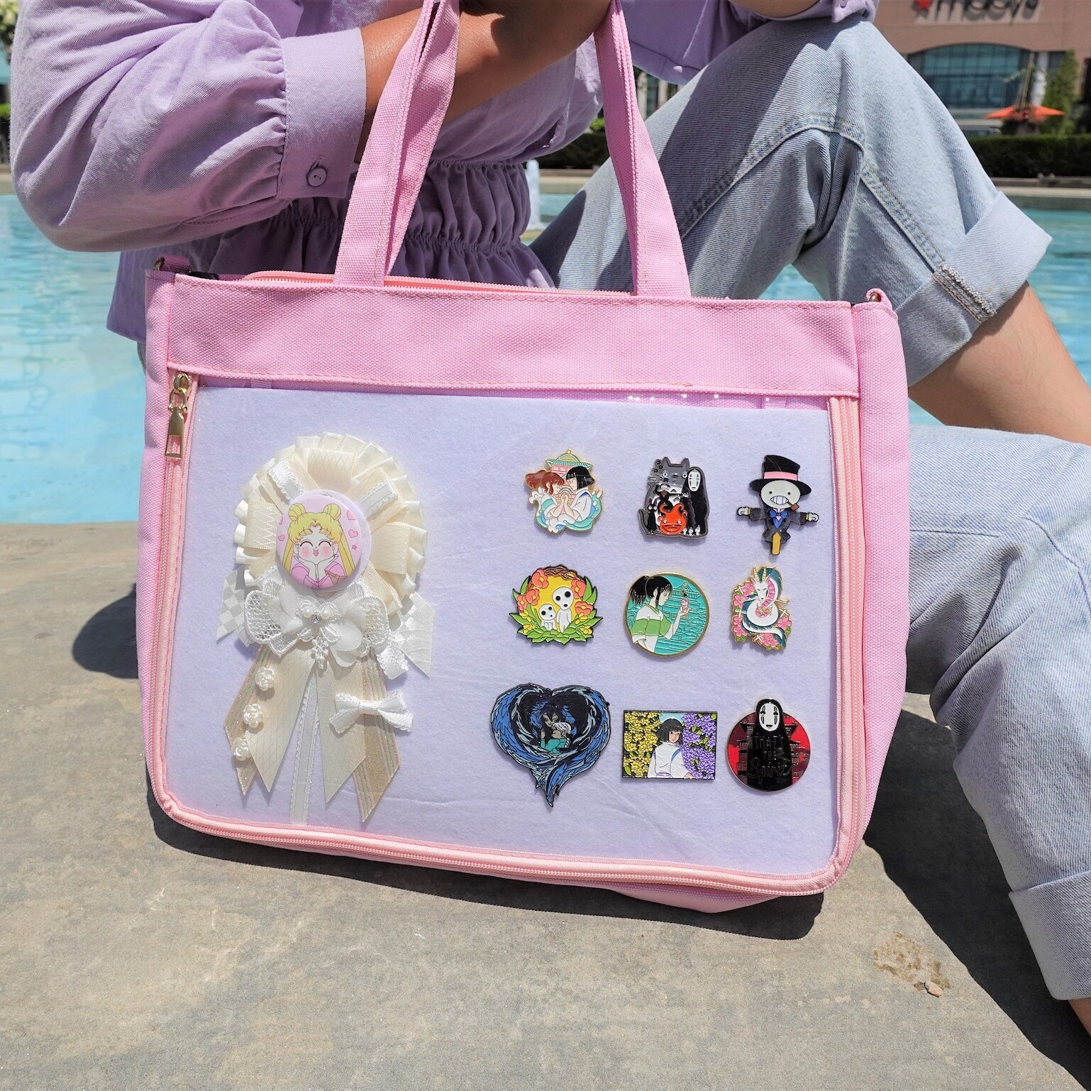 Ita Tote Bag with Clear Window for Pin Display Ita Tote Bag with Clear Window for Pin Display