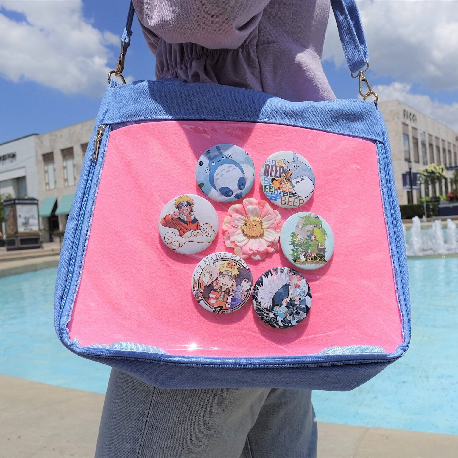 Ita Tote Bag with Clear Window for Pin Display Ita Tote Bag with Clear Window for Pin Display