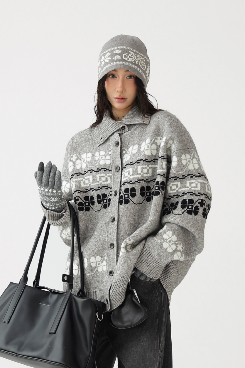 Jacquard High Neck Knit