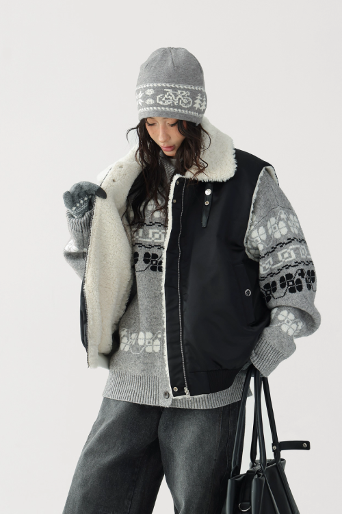 Jacquard High Neck Knit