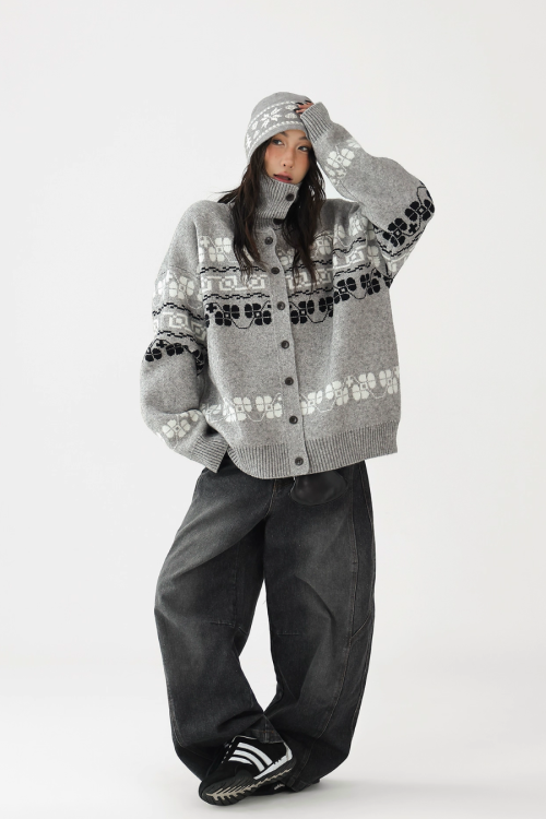 Jacquard High Neck Knit