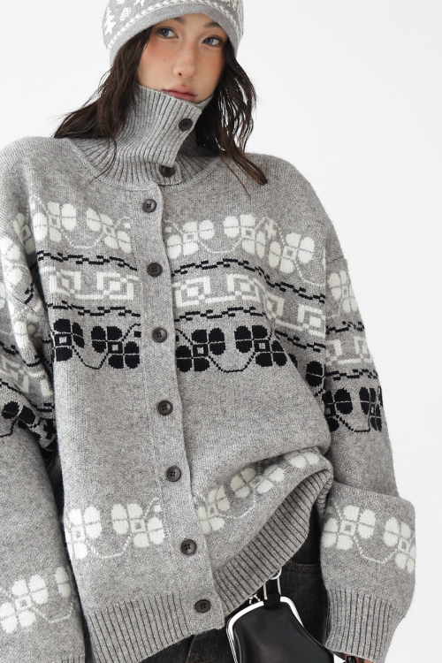 Jacquard High Neck Knit