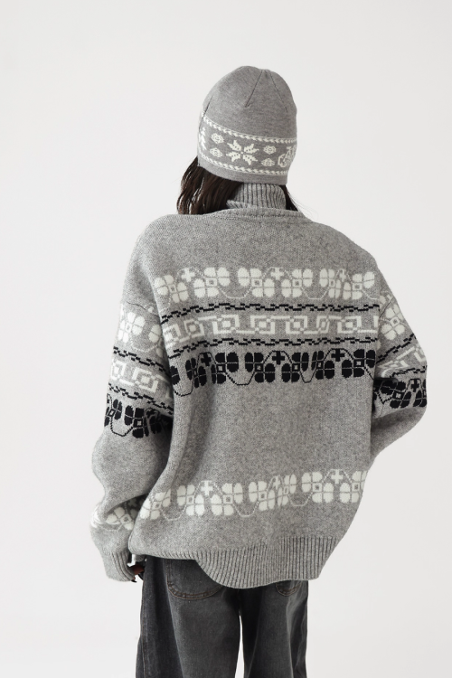 Jacquard High Neck Knit
