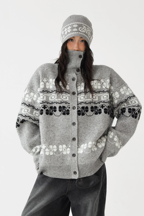 Jacquard High Neck Knit