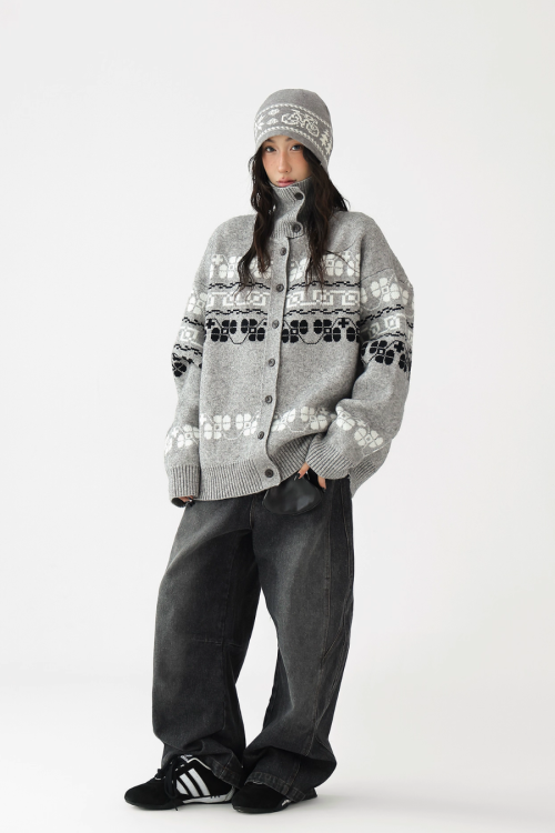 Jacquard High Neck Knit