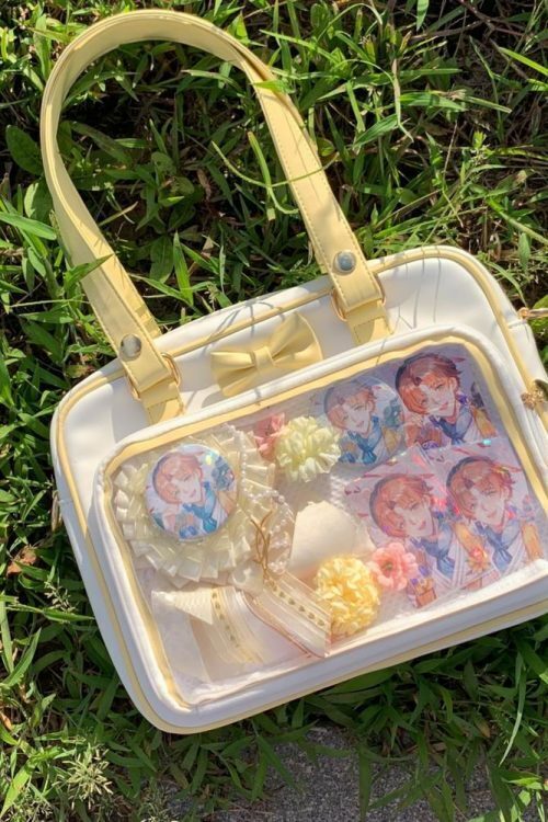 Japanese Transparent Ita Bag with Clear Window for Pin Display