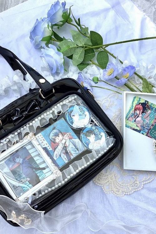 Japanese Transparent Ita Bag with Clear Window for Pin Display