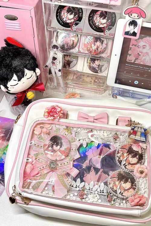 Japanese Transparent Ita Bag with Clear Window for Pin Display