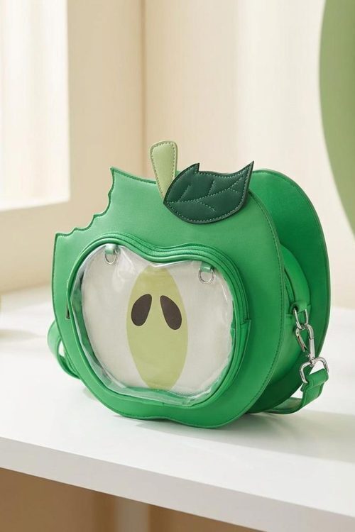 Kawaii Apple Convertible Ita Bag with Clear Window for Plushies and Pins