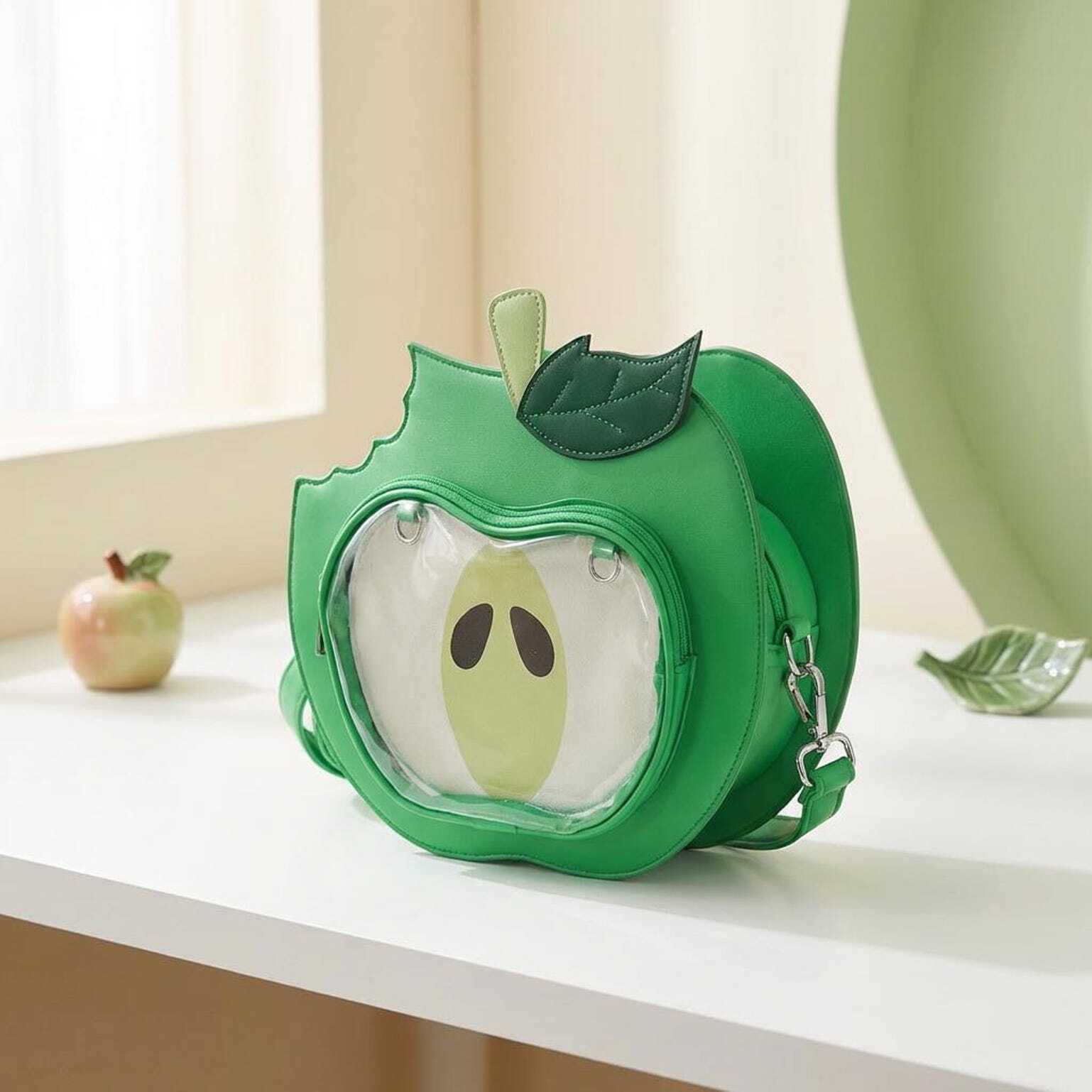 Kawaii Apple Convertible Ita Bag with Clear Window for Plushies and Pins Kawaii Apple Convertible Ita Bag with Clear Window for Plushies and Pins