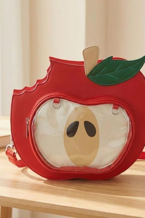 Kawaii Apple Convertible Ita Bag with Clear Window for Plushies and Pins