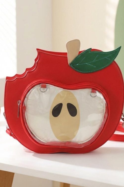 Kawaii Apple Convertible Ita Bag with Clear Window for Plushies and Pins