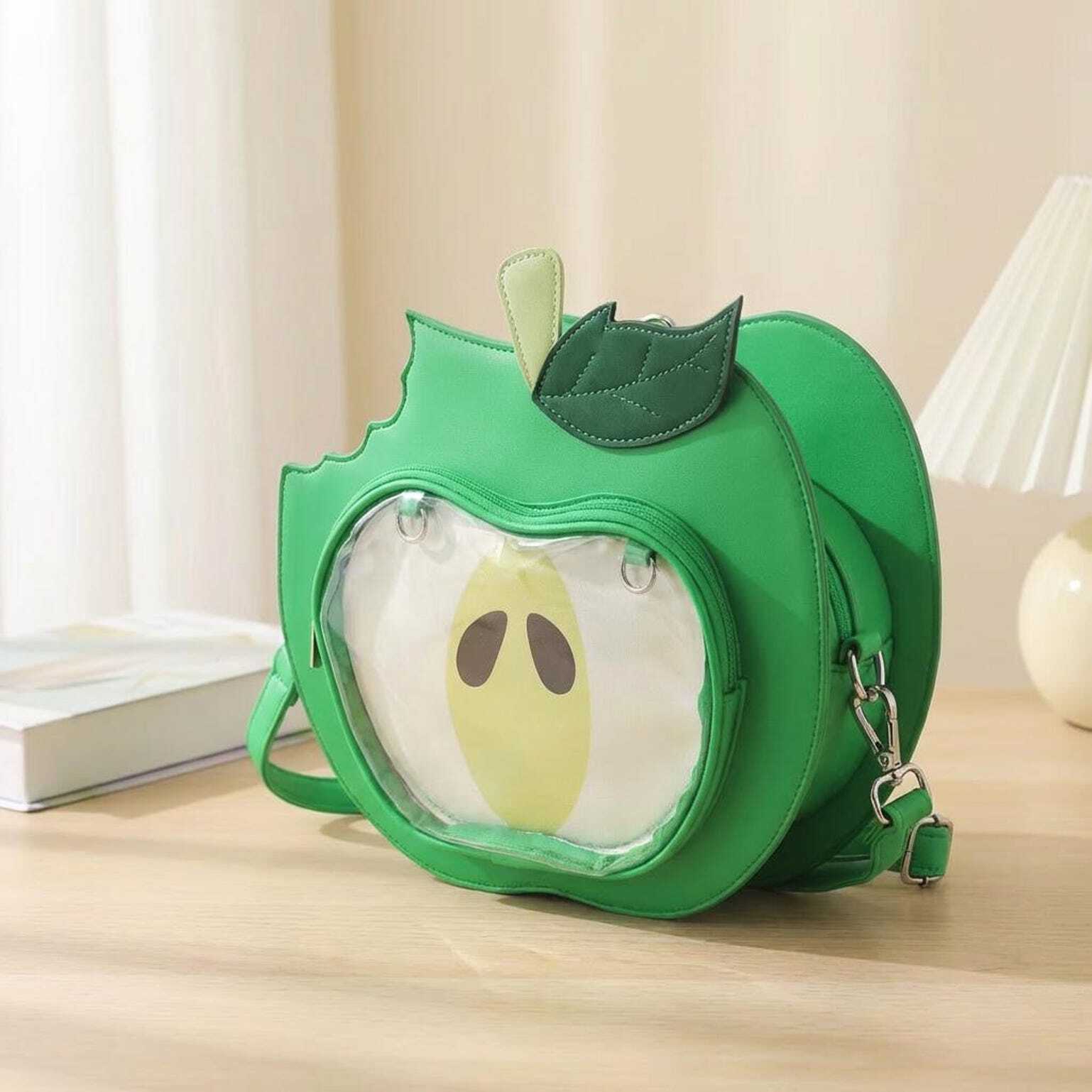 Kawaii Apple Convertible Ita Bag with Clear Window for Plushies and Pins Kawaii Apple Convertible Ita Bag with Clear Window for Plushies and Pins