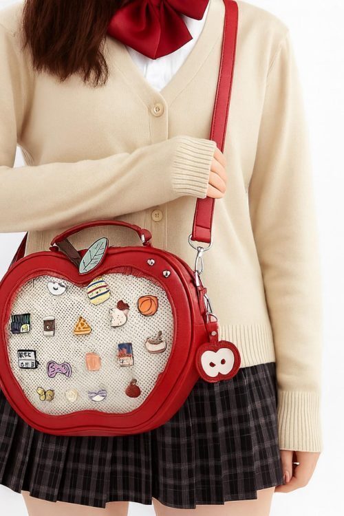 Kawaii Apple Ita Backpack with Clear Window for Plushies and Pins