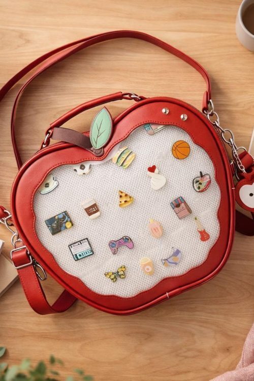 Kawaii Apple Ita Backpack with Clear Window for Plushies and Pins