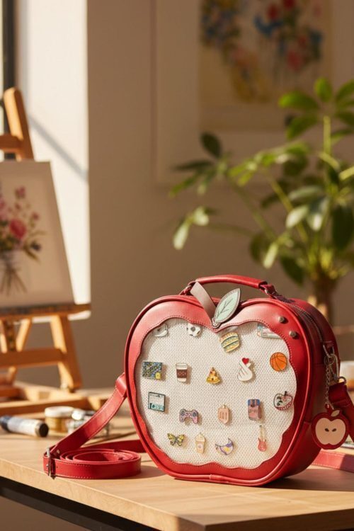 Kawaii Apple Ita Backpack with Clear Window for Plushies and Pins