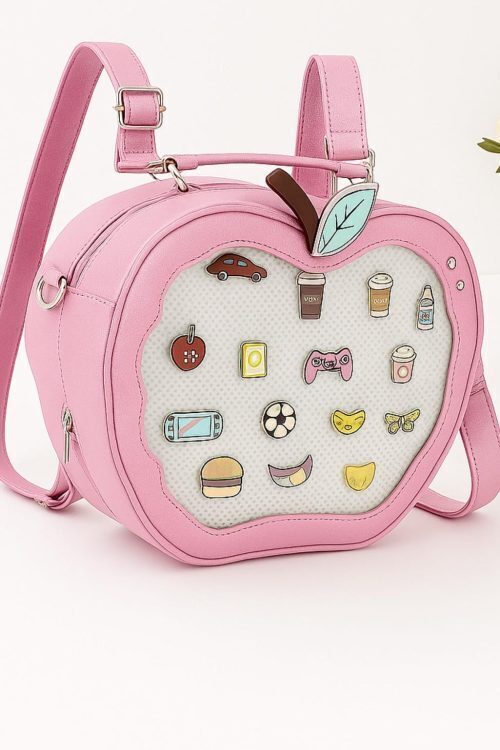 Kawaii Apple Ita Backpack with Clear Window for Plushies and Pins