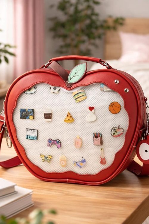 Kawaii Apple Ita Backpack with Clear Window for Plushies and Pins