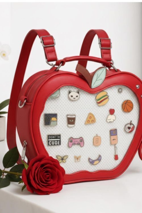 Kawaii Apple Ita Backpack with Clear Window for Plushies and Pins