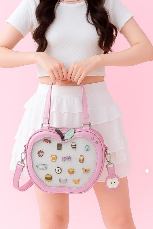 Kawaii Apple Ita Backpack with Clear Window for Plushies and Pins