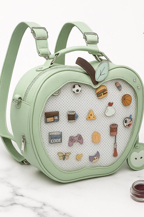 Kawaii Apple Ita Backpack with Clear Window for Plushies and Pins