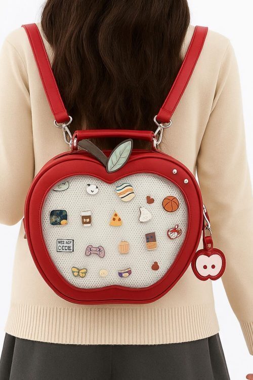 Kawaii Apple Ita Backpack with Clear Window for Plushies and Pins