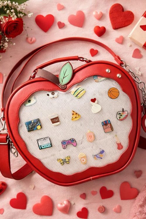 Kawaii Apple Ita Backpack with Clear Window for Plushies and Pins