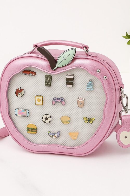 Kawaii Apple Ita Backpack with Clear Window for Plushies and Pins