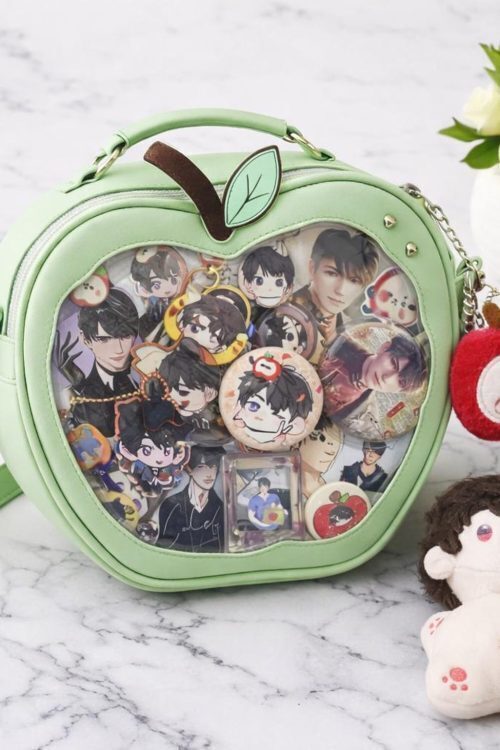 Kawaii Apple Ita Backpack with Clear Window for Plushies and Pins