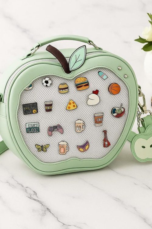 Kawaii Apple Ita Backpack with Clear Window for Plushies and Pins