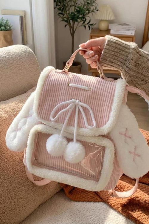 Kawaii Bunny Ita Backpack for Plushies and Pins