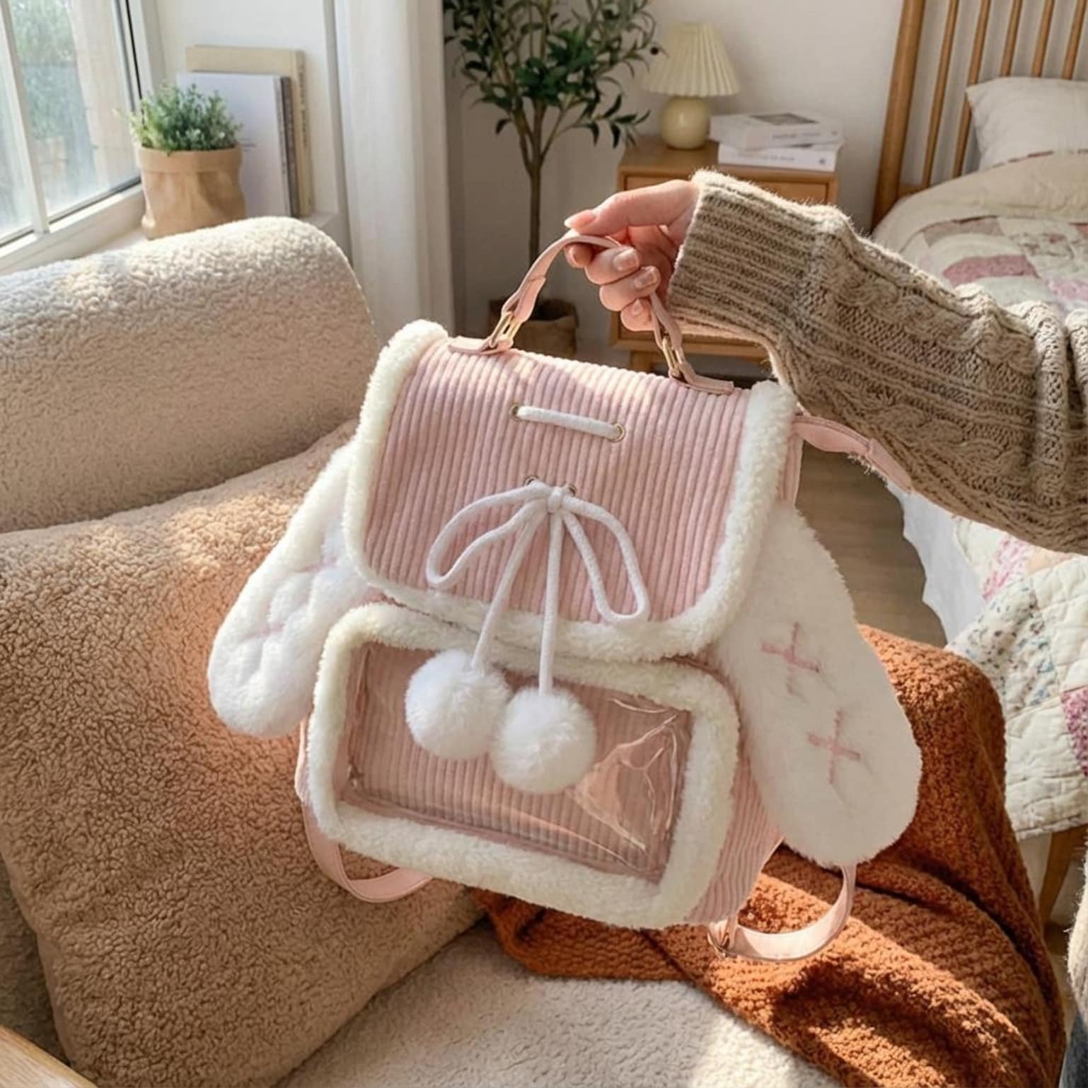 Kawaii Bunny Ita Backpack for Plushies and Pins Kawaii Bunny Ita Backpack for Plushies and Pins