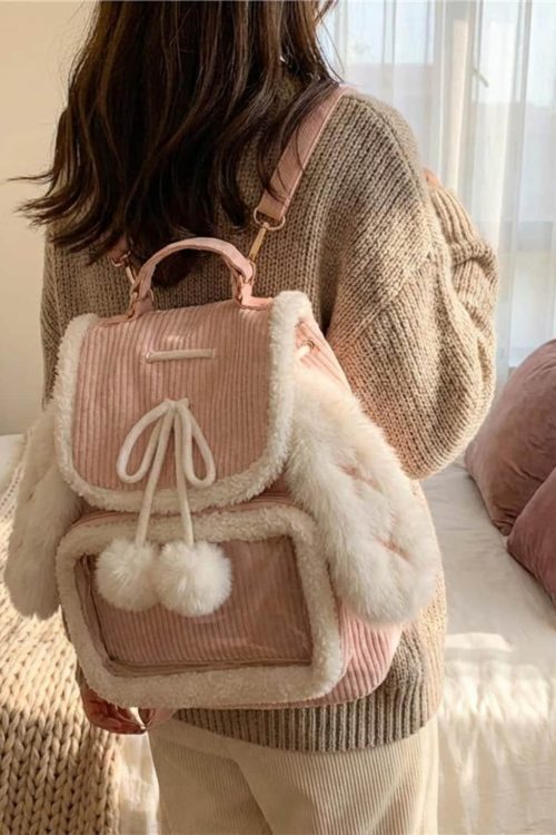 Kawaii Bunny Ita Backpack for Plushies and Pins
