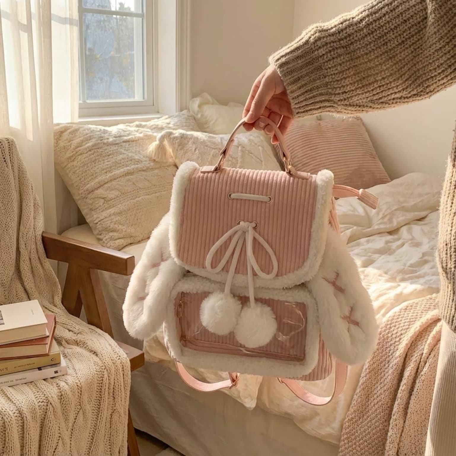 Kawaii Bunny Ita Backpack for Plushies and Pins Kawaii Bunny Ita Backpack for Plushies and Pins