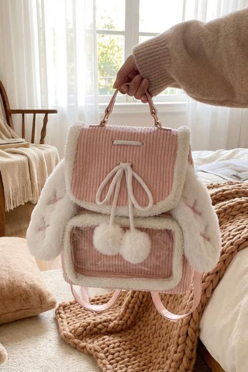 Kawaii Bunny Ita Backpack for Plushies and Pins