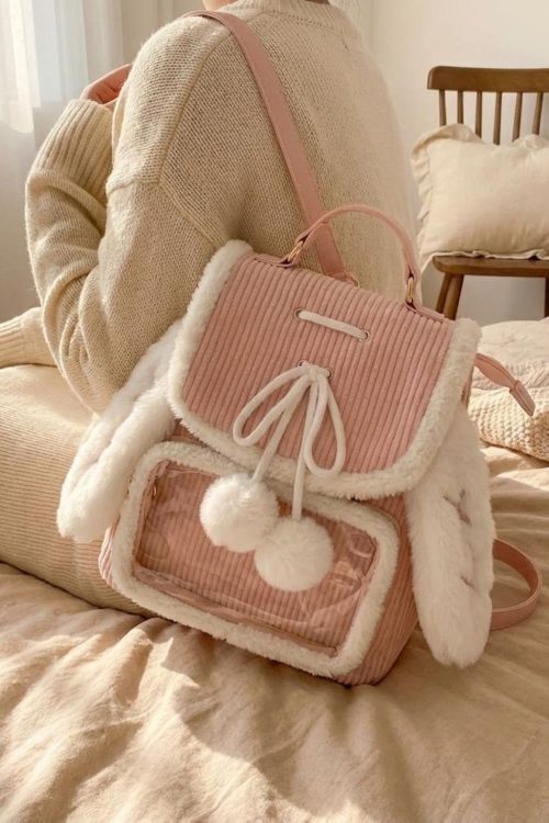Kawaii Bunny Ita Backpack for Plushies and Pins