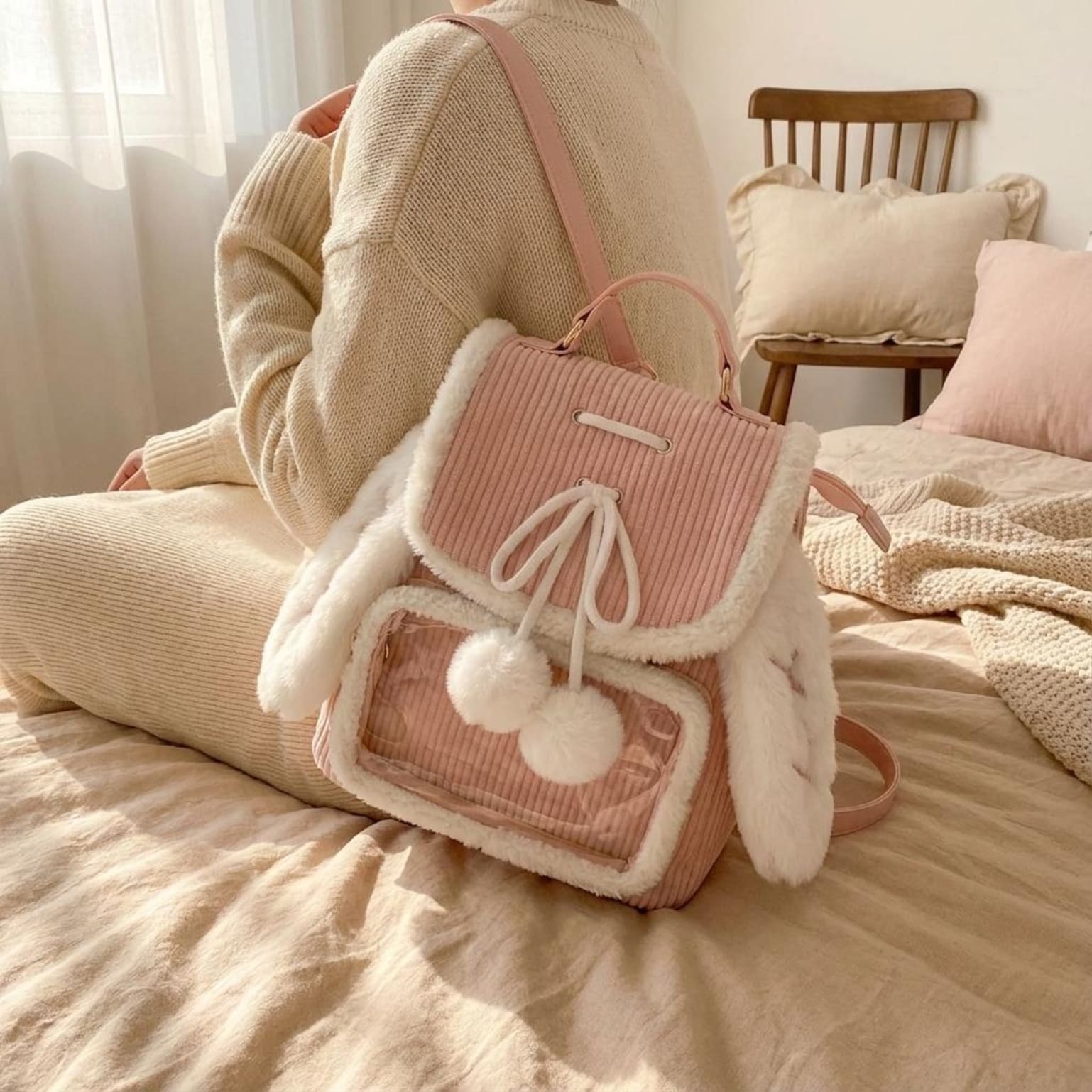Kawaii Bunny Ita Backpack for Plushies and Pins Kawaii Bunny Ita Backpack for Plushies and Pins