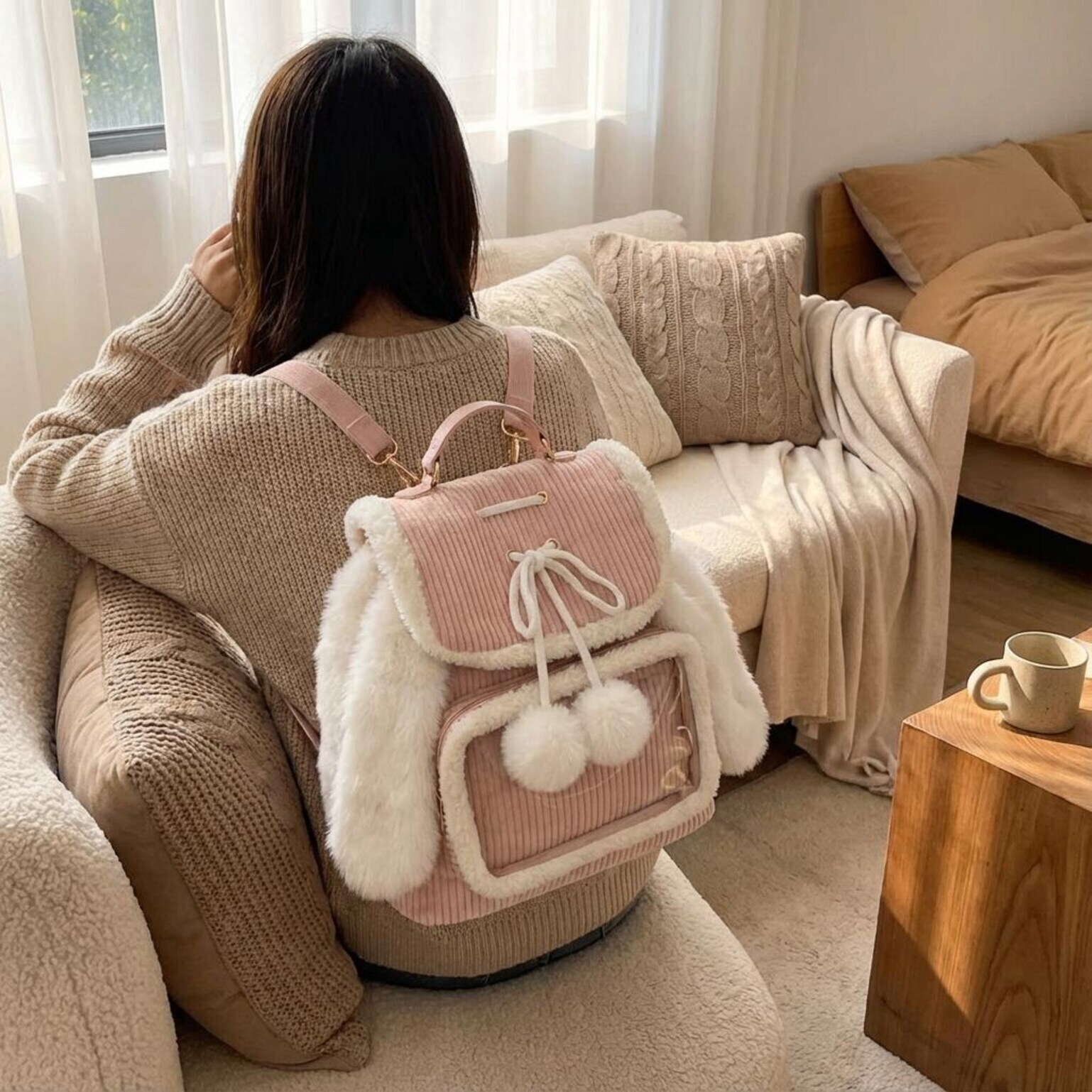 Kawaii Bunny Ita Backpack for Plushies and Pins Kawaii Bunny Ita Backpack for Plushies and Pins