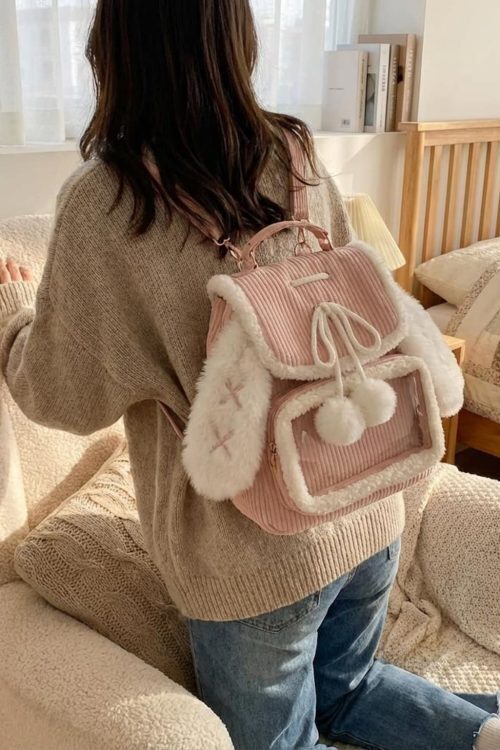 Kawaii Bunny Ita Backpack for Plushies and Pins