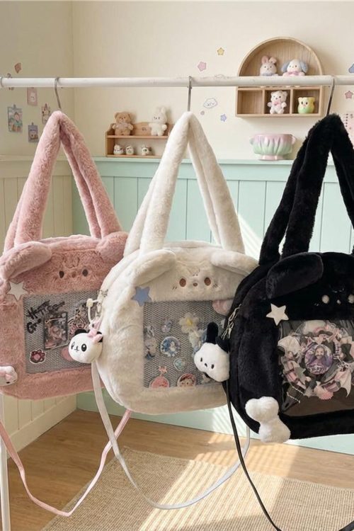 Kawaii Bunny Ita Shoulder Bag for Plushies and Pins