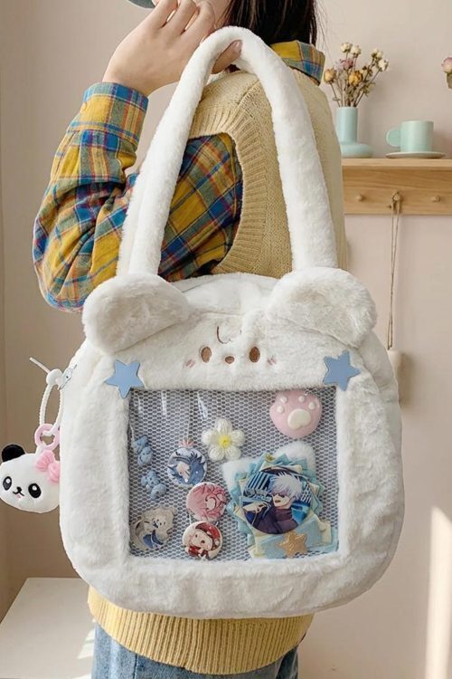 Kawaii Bunny Ita Shoulder Bag for Plushies and Pins