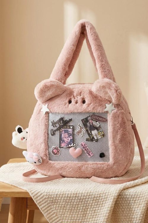 Kawaii Bunny Ita Shoulder Bag for Plushies and Pins