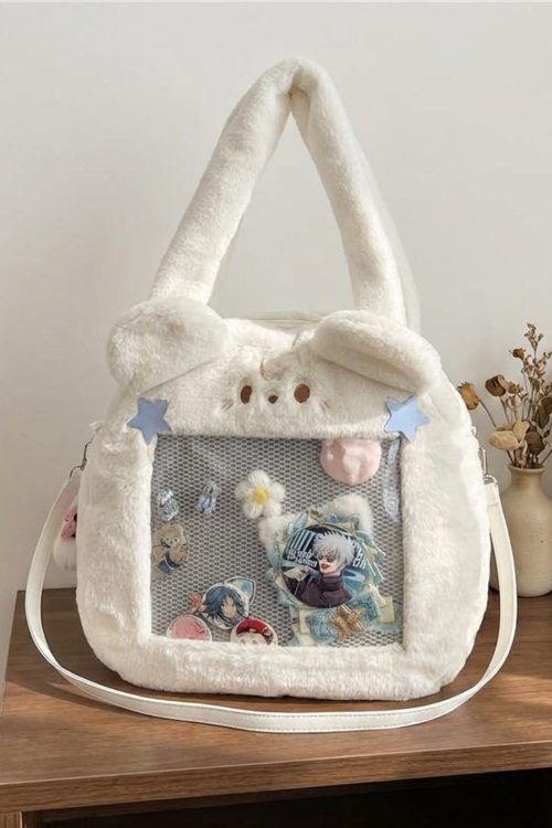 Kawaii Bunny Ita Shoulder Bag for Plushies and Pins